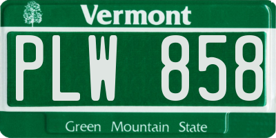 VT license plate PLW858