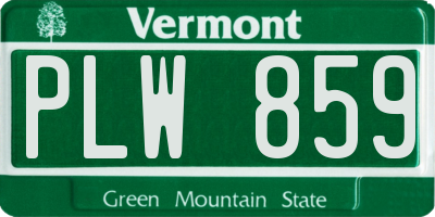 VT license plate PLW859