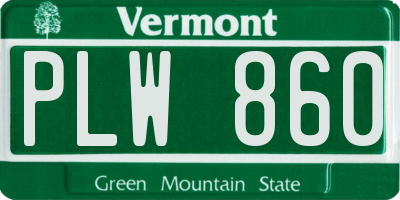 VT license plate PLW860