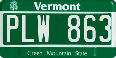 VT license plate PLW863