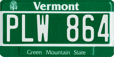 VT license plate PLW864
