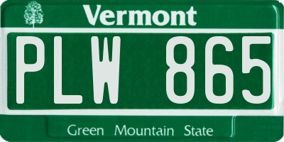 VT license plate PLW865
