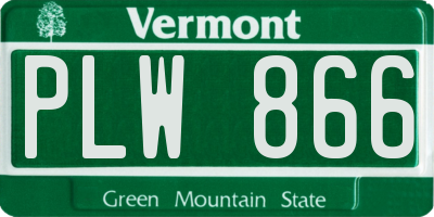 VT license plate PLW866