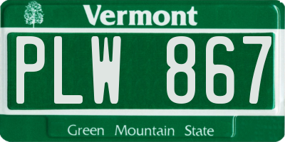VT license plate PLW867