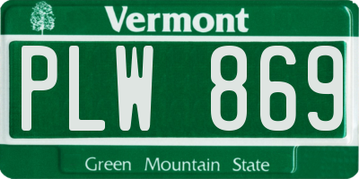 VT license plate PLW869