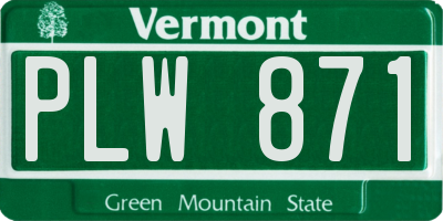VT license plate PLW871