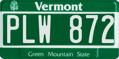 VT license plate PLW872