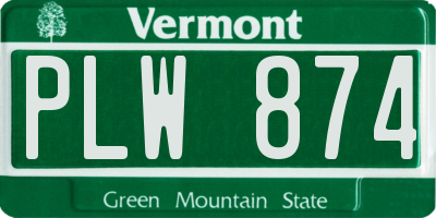 VT license plate PLW874