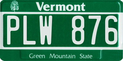 VT license plate PLW876