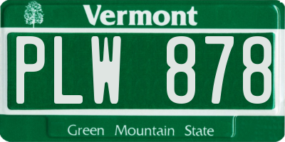 VT license plate PLW878