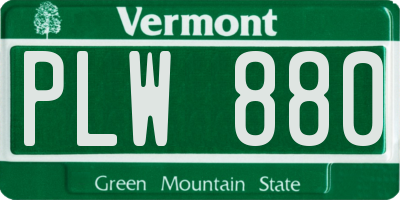 VT license plate PLW880