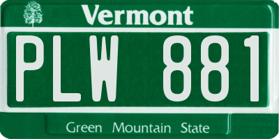 VT license plate PLW881