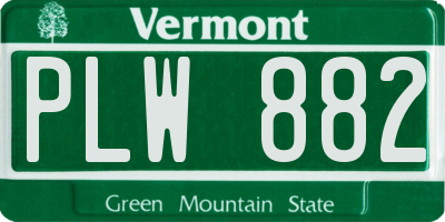 VT license plate PLW882