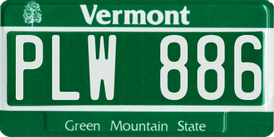 VT license plate PLW886