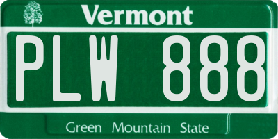 VT license plate PLW888