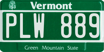 VT license plate PLW889