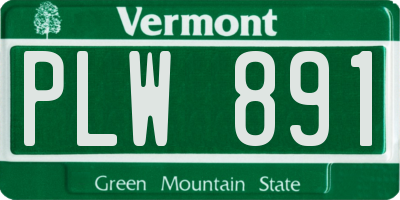 VT license plate PLW891