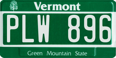 VT license plate PLW896