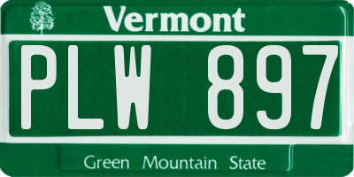 VT license plate PLW897