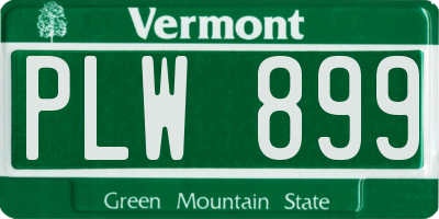 VT license plate PLW899