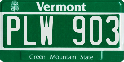 VT license plate PLW903
