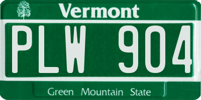 VT license plate PLW904