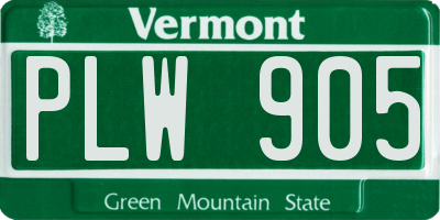 VT license plate PLW905