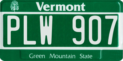 VT license plate PLW907