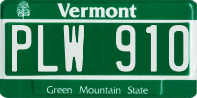 VT license plate PLW910