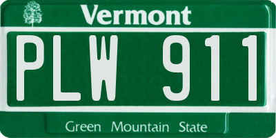 VT license plate PLW911