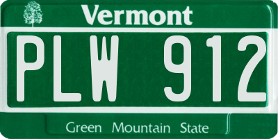 VT license plate PLW912