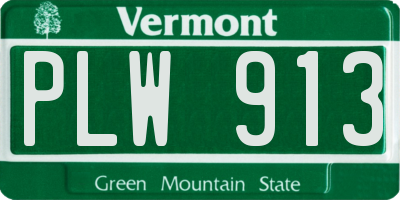 VT license plate PLW913