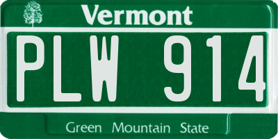 VT license plate PLW914