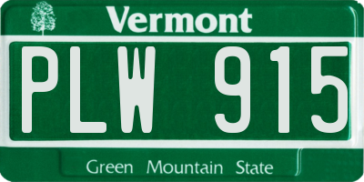 VT license plate PLW915
