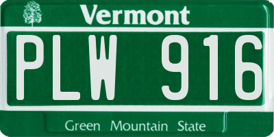 VT license plate PLW916