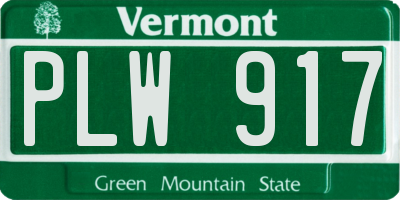 VT license plate PLW917