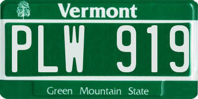VT license plate PLW919