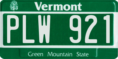 VT license plate PLW921