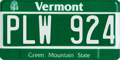 VT license plate PLW924