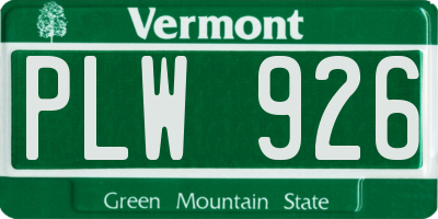 VT license plate PLW926