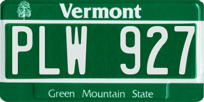 VT license plate PLW927