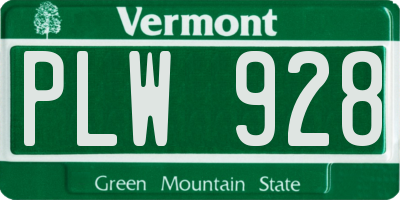 VT license plate PLW928