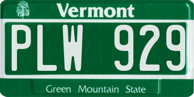 VT license plate PLW929