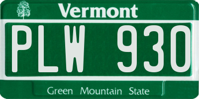 VT license plate PLW930