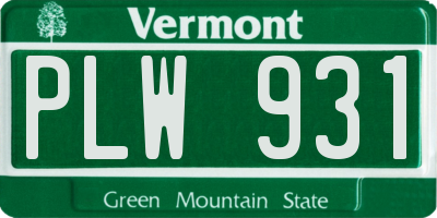 VT license plate PLW931