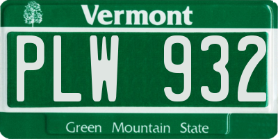 VT license plate PLW932