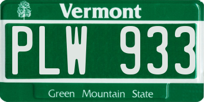 VT license plate PLW933