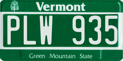 VT license plate PLW935