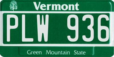 VT license plate PLW936