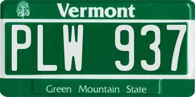 VT license plate PLW937